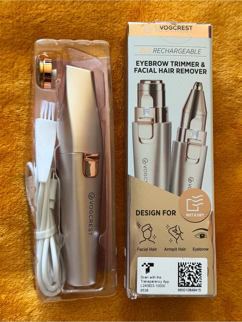 Crest Rose Gold Rechargeable Eyebrow Trimmer & Facial Hair Remover